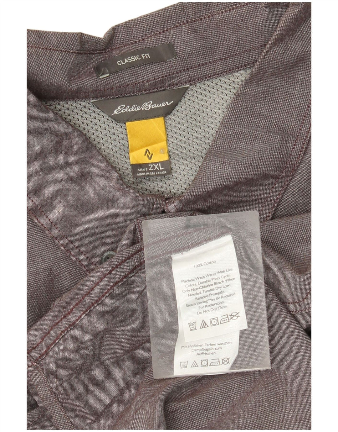 Eddie Bauer Herren-Hemd mit klassischer Passform, 2XL, graue Baumwolle
