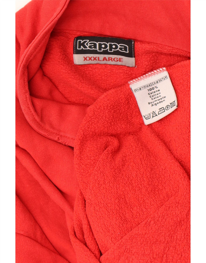 Kappa Herren-Sweatshirt mit Reißverschluss am Hals, 3XL, rote Baumwolle