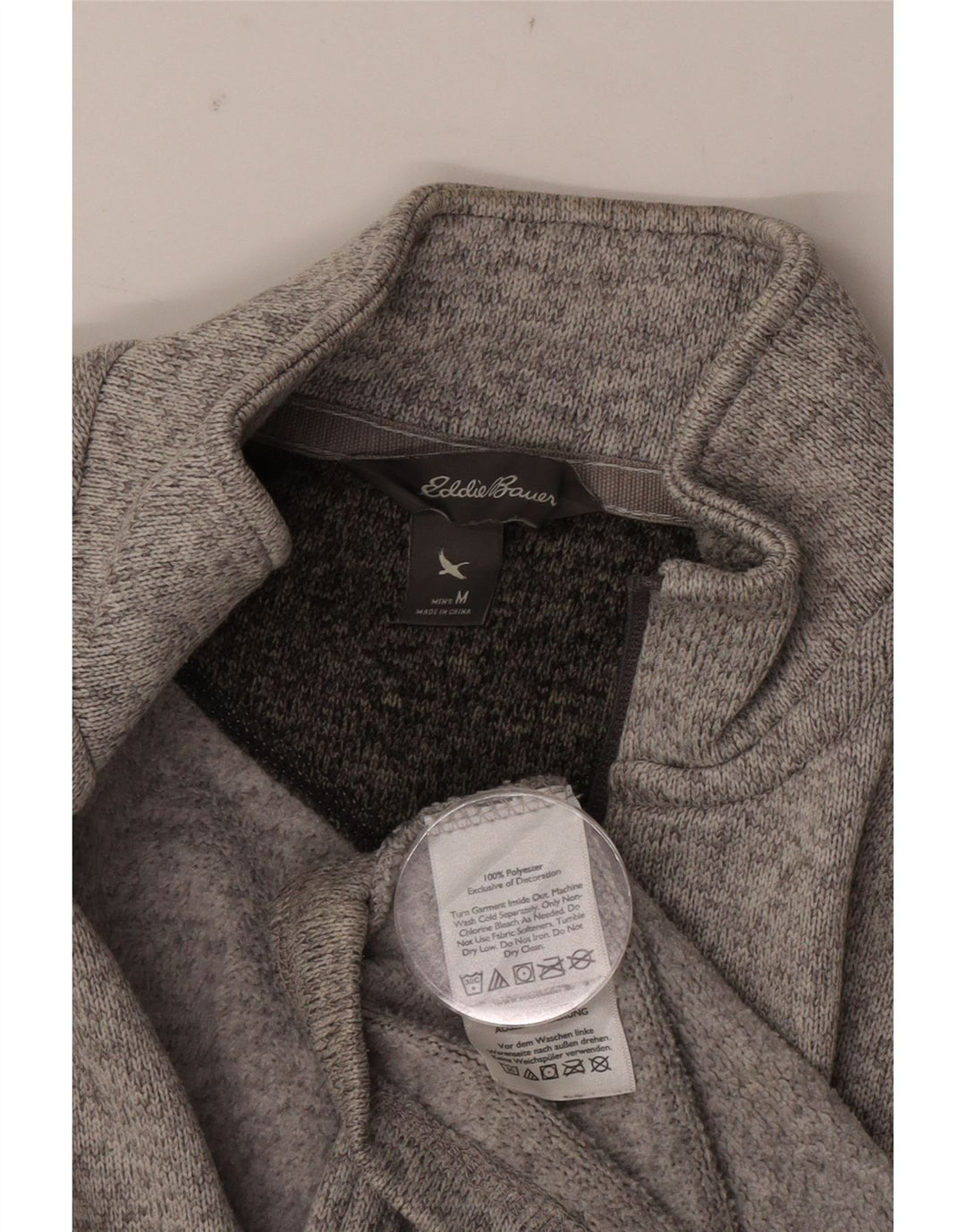 Eddie Bauer Herren-Sweatshirt mit Reißverschluss am Hals, Mittelgrau meliertes Polyester