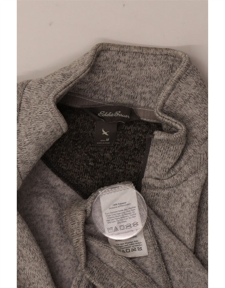Eddie Bauer Herren-Sweatshirt mit Reißverschluss am Hals, Mittelgrau meliertes Polyester