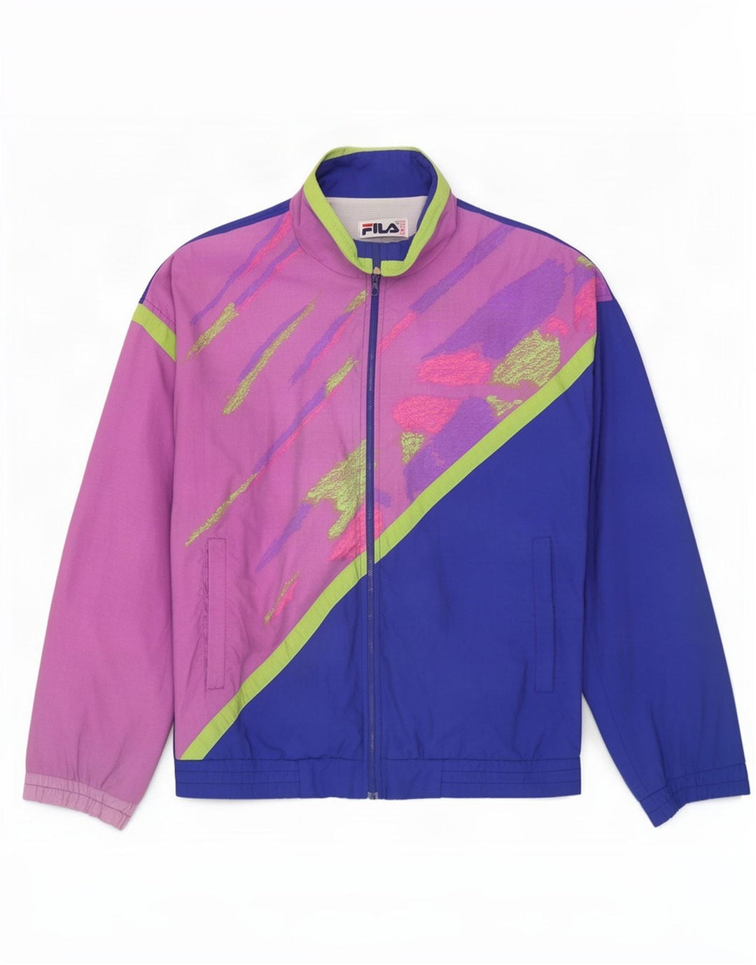 Fila Herren-Trainingsanzugoberjacke IT 48 Medium Mehrfarbiges Colourblock-Nylon