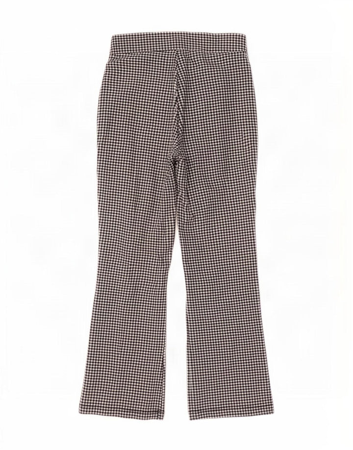 Zara Damen Bootcut-Hose mit kurzem Schnitt, mittelgroß, W28, L25, schwarzes Gingham