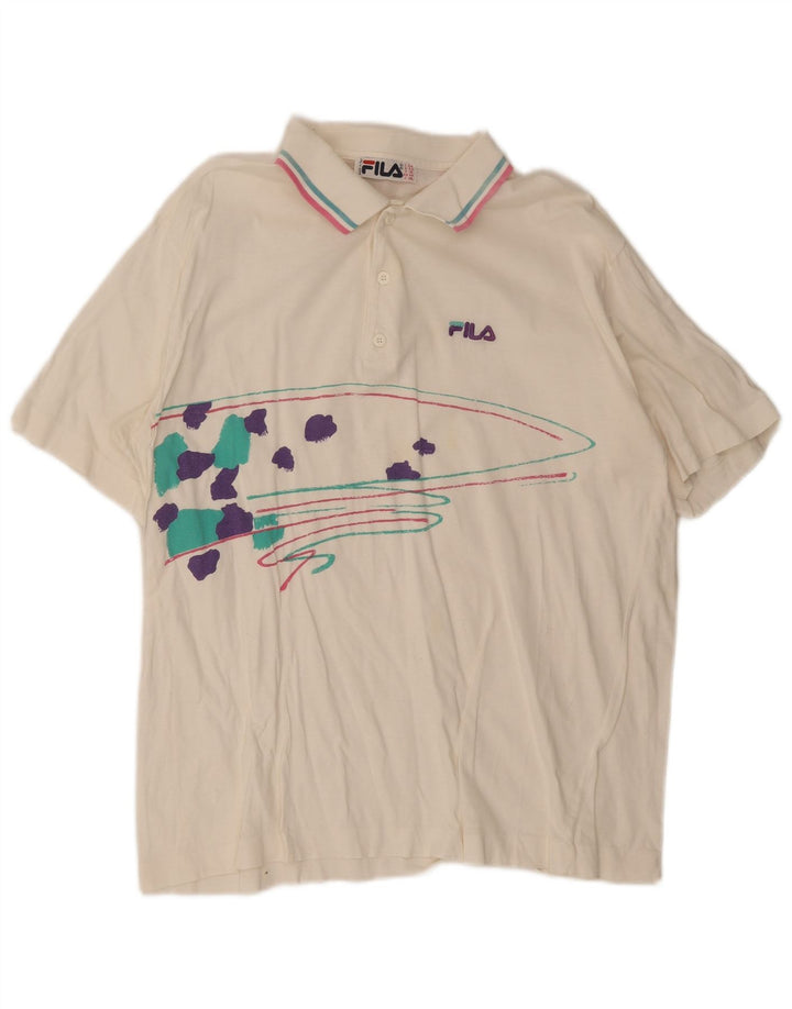 Fila Herren Grafik-Poloshirt IT 54 XL Weiß gestreift
