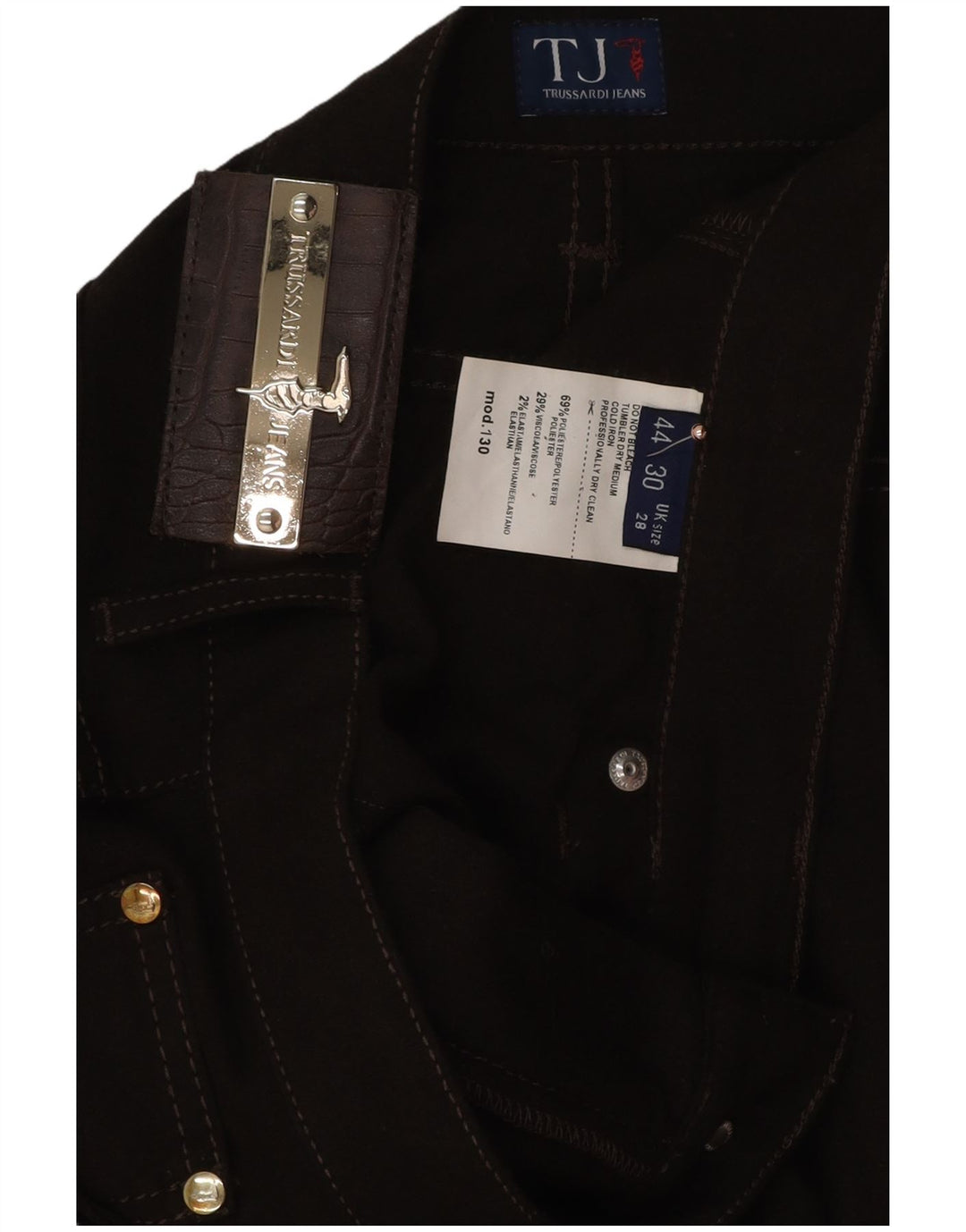 Trussardi Damen-Freizeithose, gerade, W28, L29, braun, Polyester
