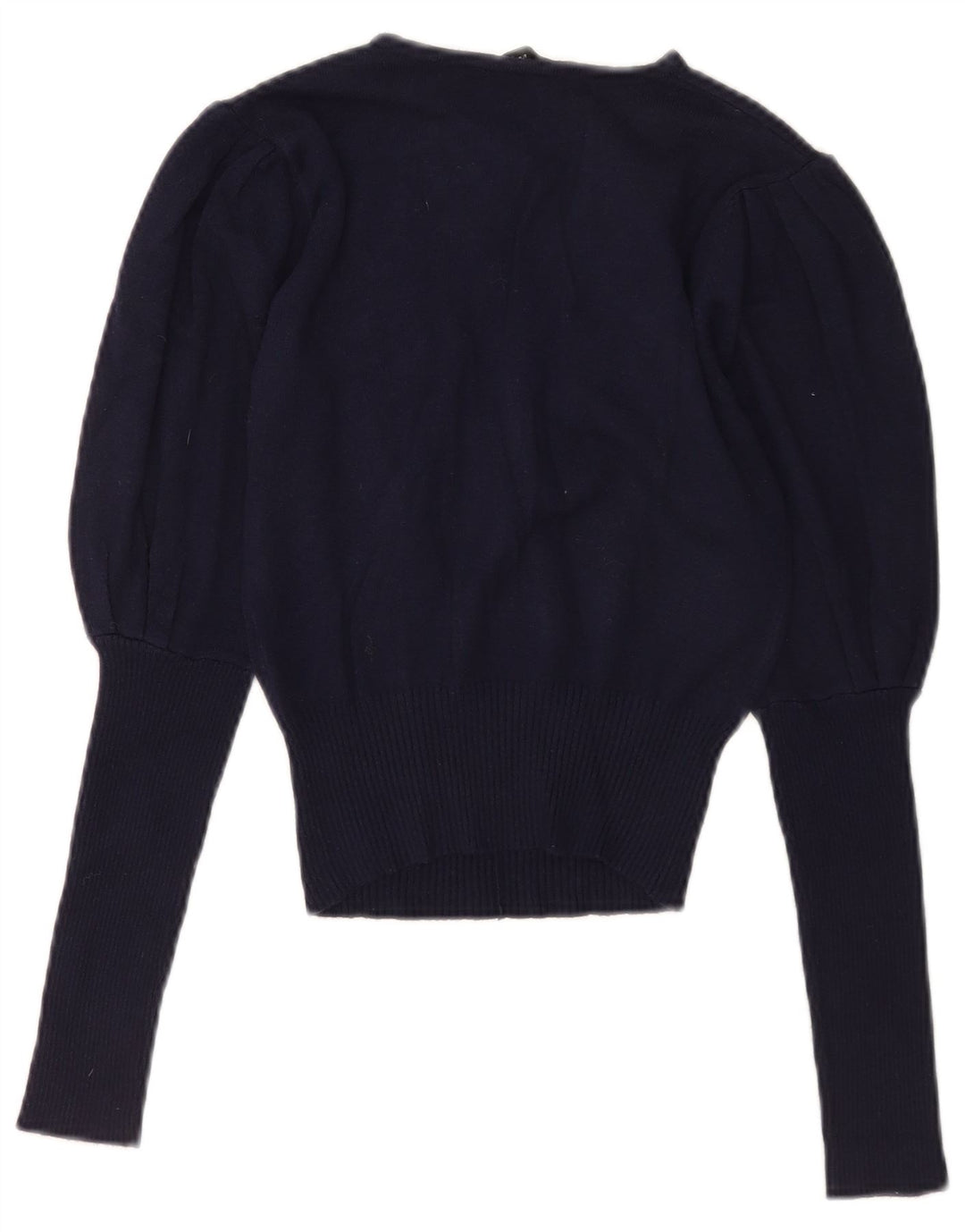 Zara Damen Crop Button Neck Pullover Pullover UK 8 Small Marineblau