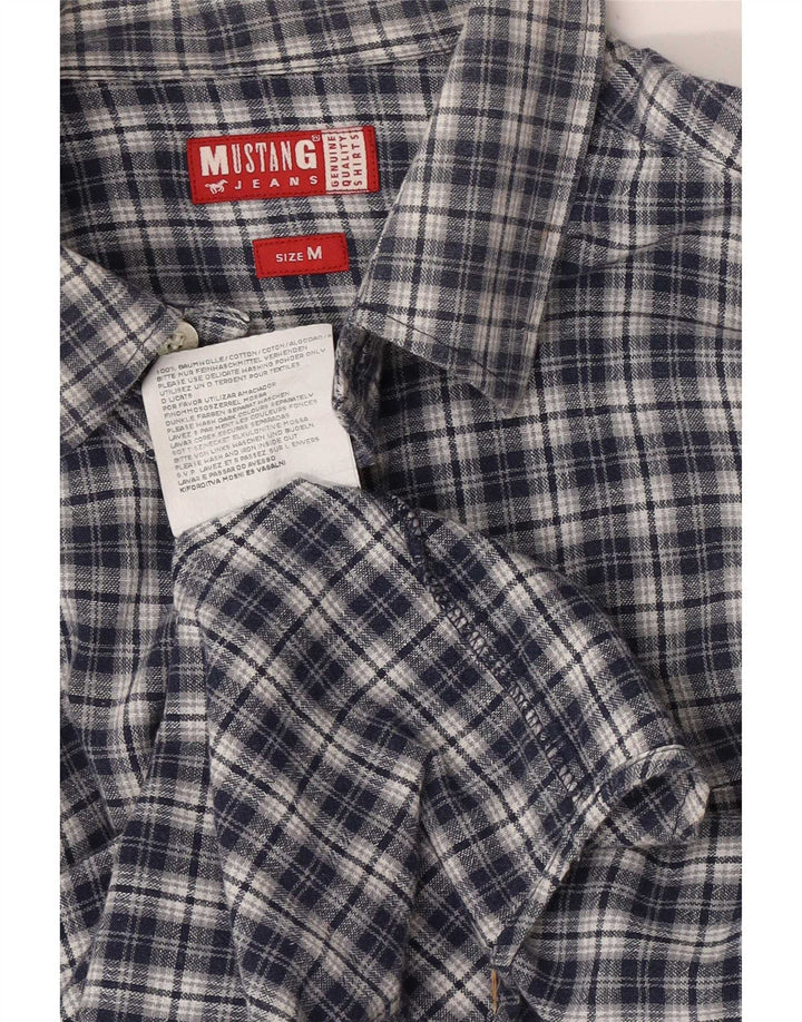 Mustang Herren-Kurzarmhemd aus mittelblauer, karierter Baumwolle