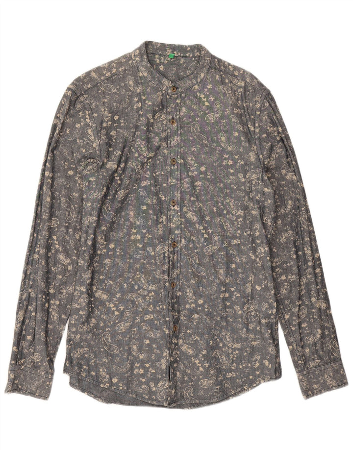 Benetton Herrenhemd Mittelgrau Paisley