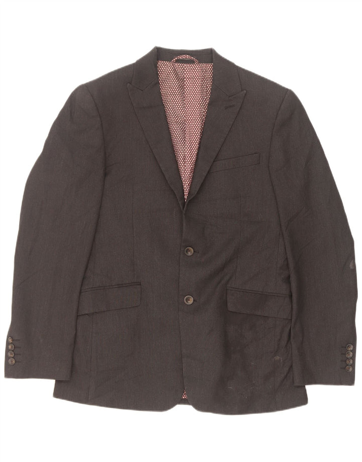 Marks & Spencer Herren-Blazer mit 2 Knöpfen, EU 48, mittelgraues Polyester