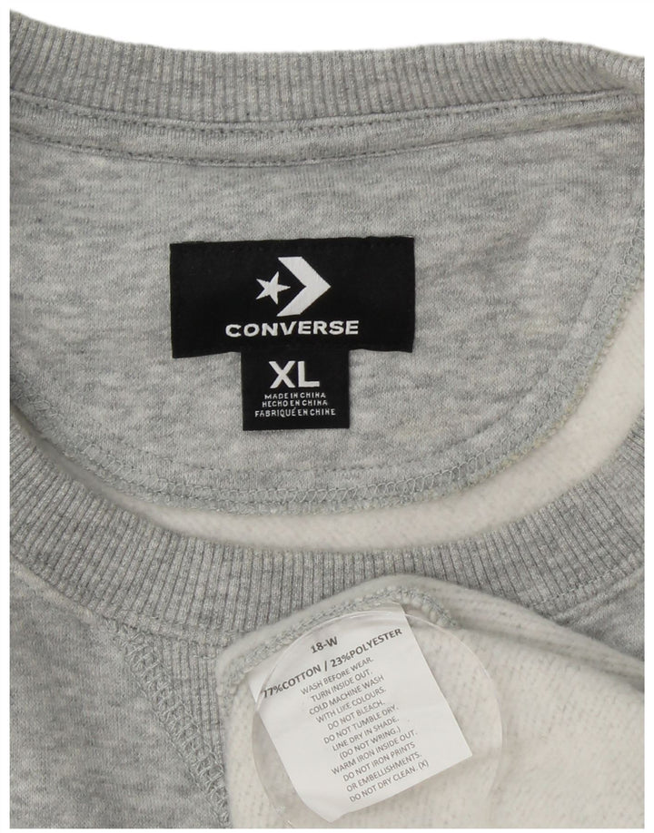 CONVERSE Grafischer Herren-Sweatshirt-Pullover XL aus grauer Colourblock-Baumwolle