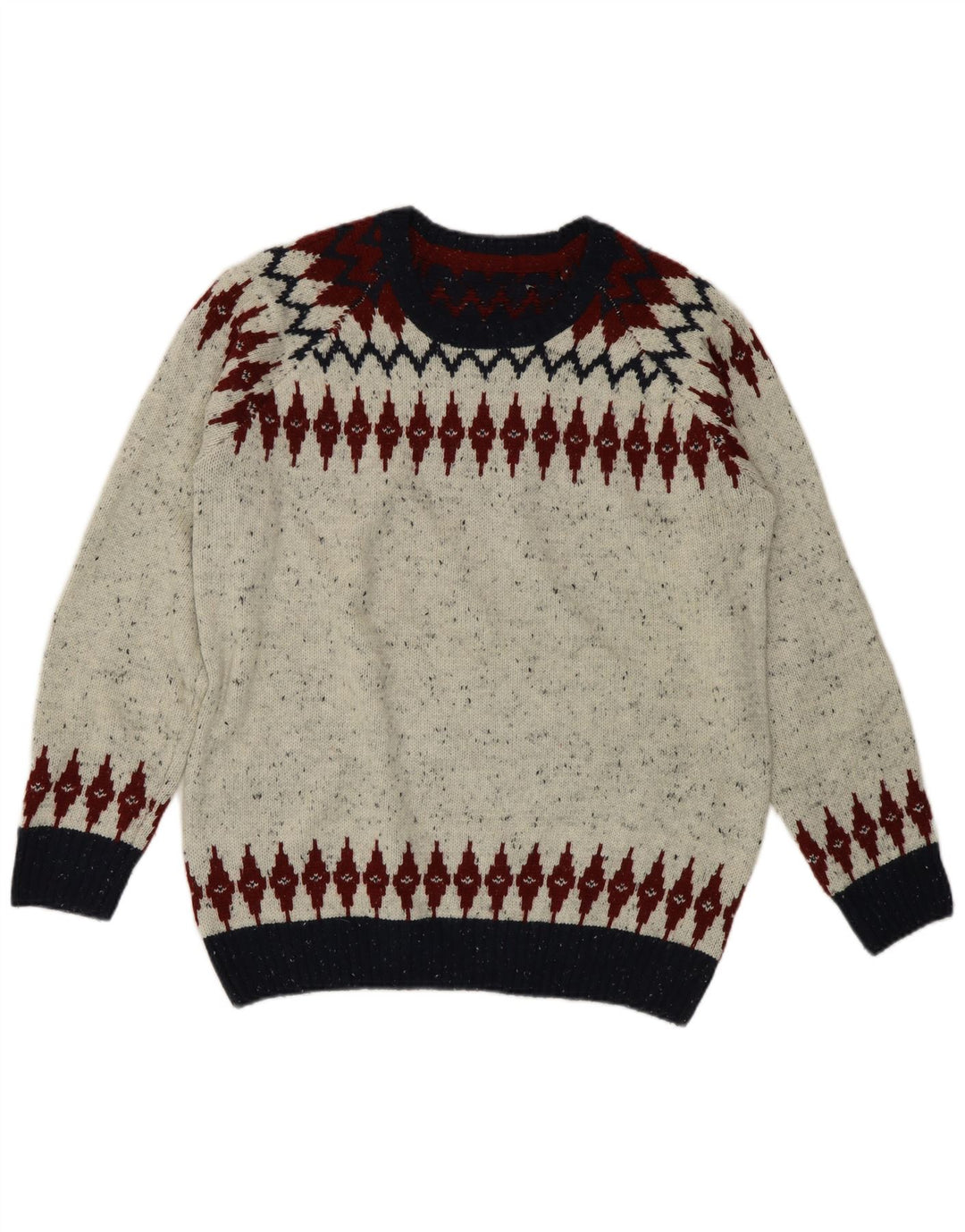 Alcott Herren-Pullover mit U-Boot-Ausschnitt, groß, graue Fair-Isle-Wolle