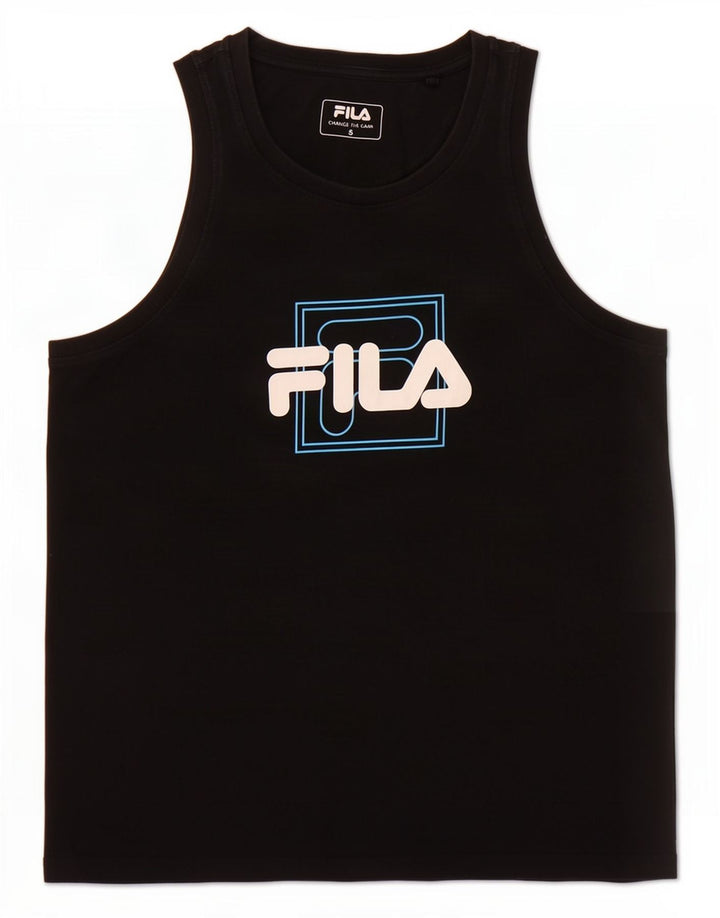 Fila Damen Graphic Vest Top UK 10 Small Schwarz