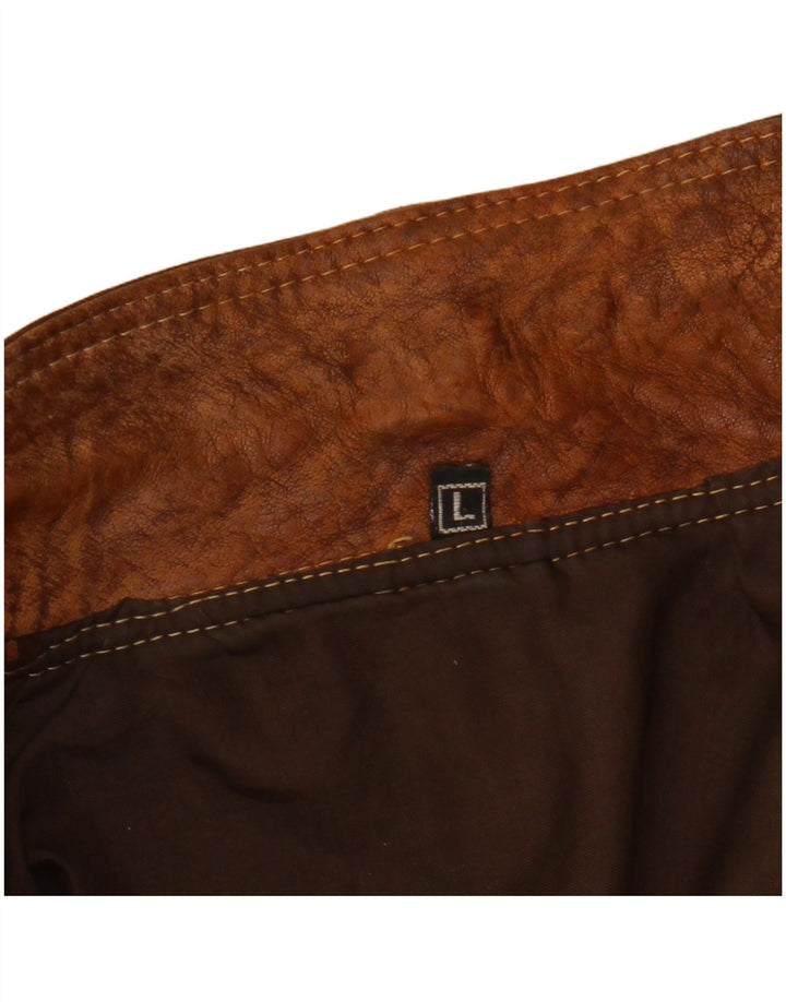 Vintage Damen Crop Lederjacke UK 16 Large Braun