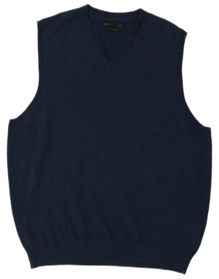Marks & Spencer Herren Weste Tank Top XL Marineblau Baumwolle