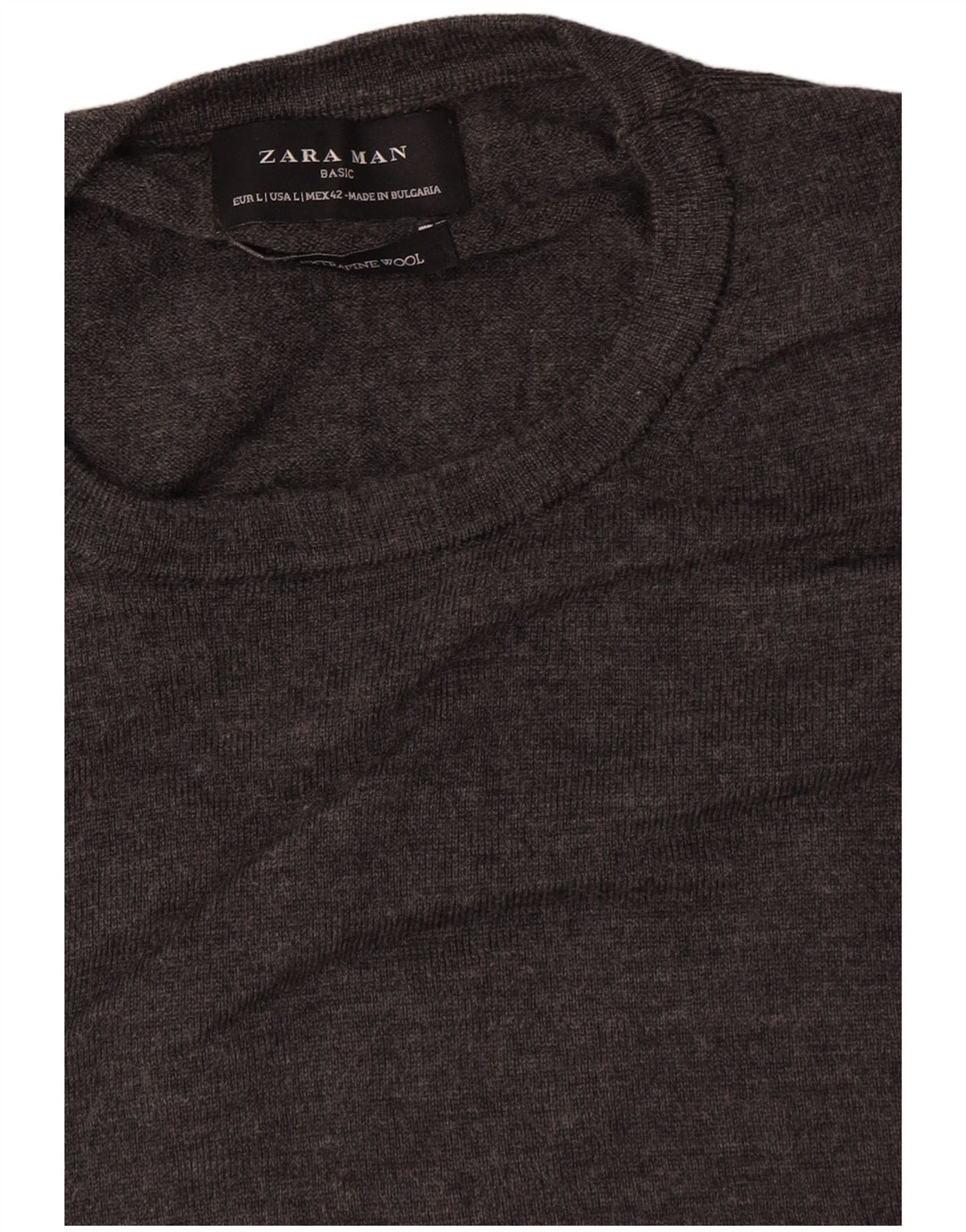 Zara Herren-Pullover mit Rundhalsausschnitt, große graue Wolle