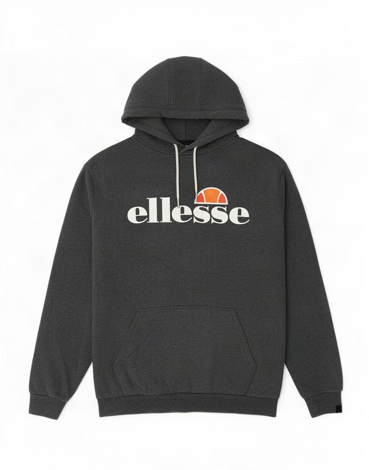 Ellesse Herren-Kapuzenpullover mit Grafik, mittelgraue Baumwolle