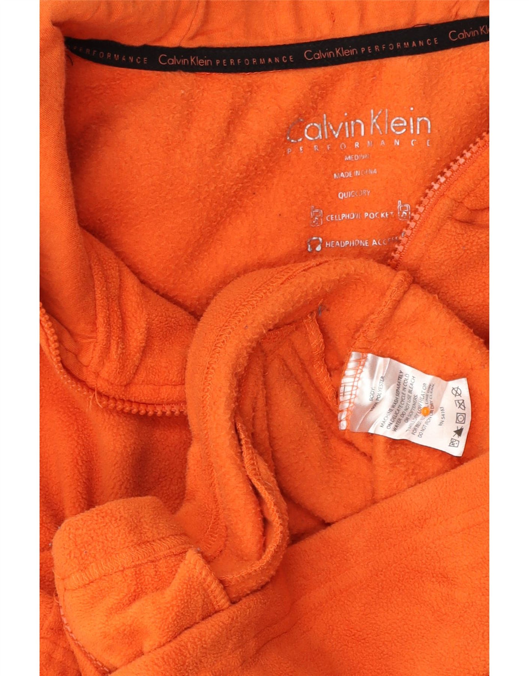 CALVIN KLEIN Damen Kapuzen-Fleecejacke UK 12 Mittelorange Polyester