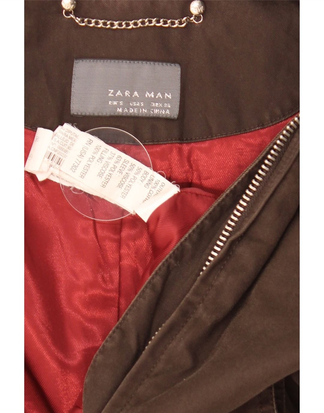 Zara Herren Bomberjacke UK 36 Small Braune Baumwolle