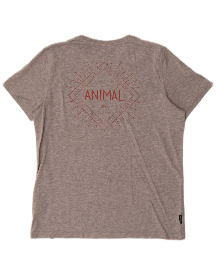 Animal-Grafik-T-Shirt-Oberteil für Herren aus mittelgrauer Baumwolle
