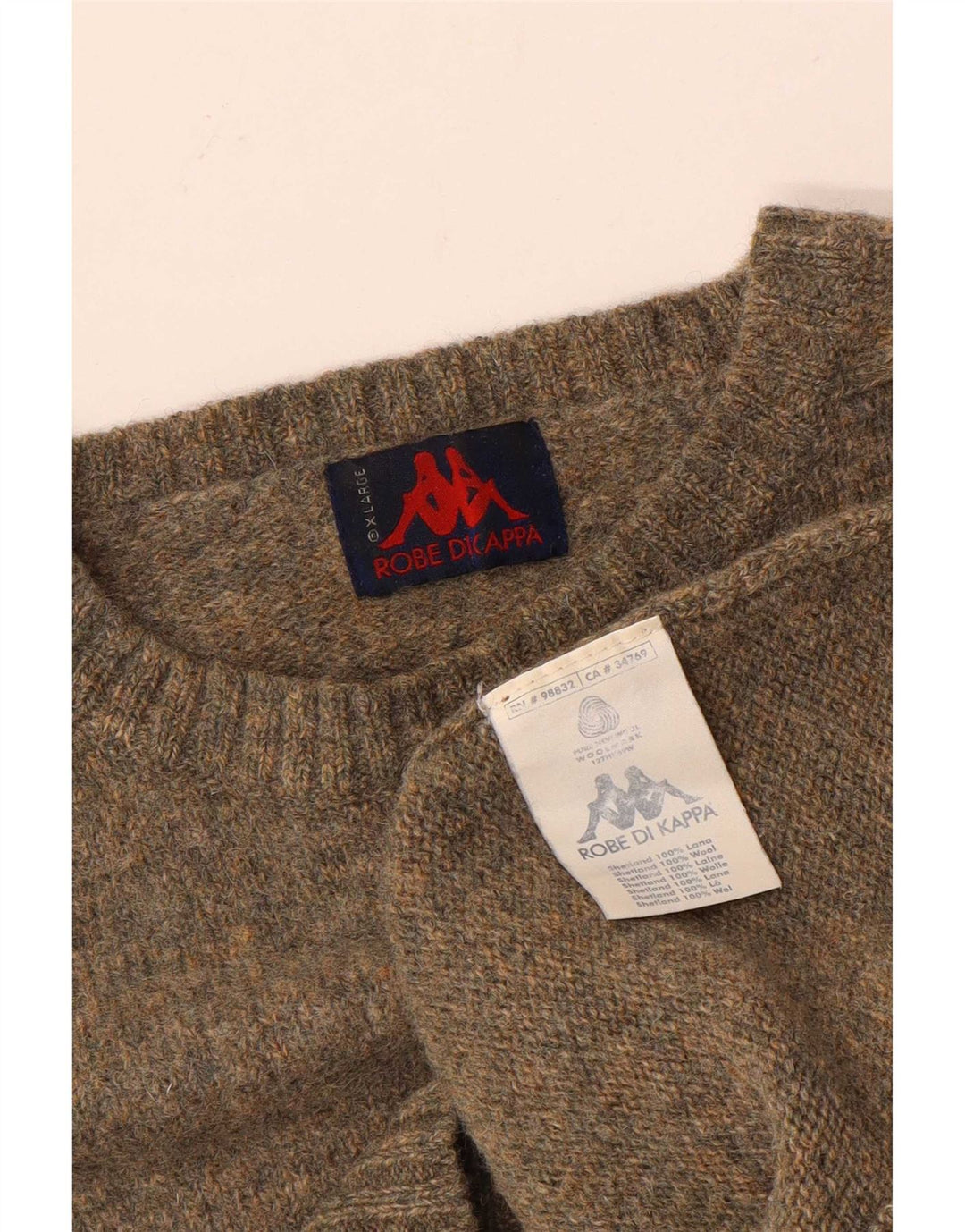 Kappa Herren-Pullover mit Rundhalsausschnitt, XL, beige gesprenkelte Wolle