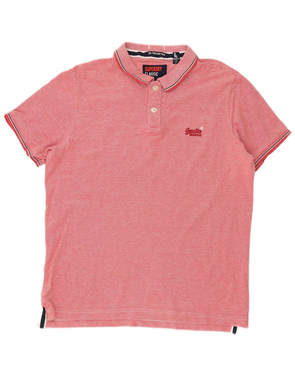 Superdry Herren-Poloshirt 2XL aus rosa gefleckter Baumwolle