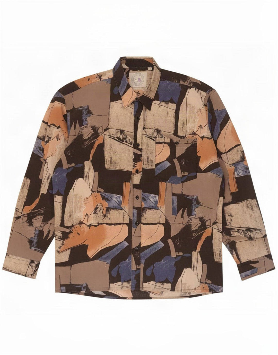 Vintage Herren Hemd mit abstraktem Muster, Größe 41/42, groß, mehrfarbig