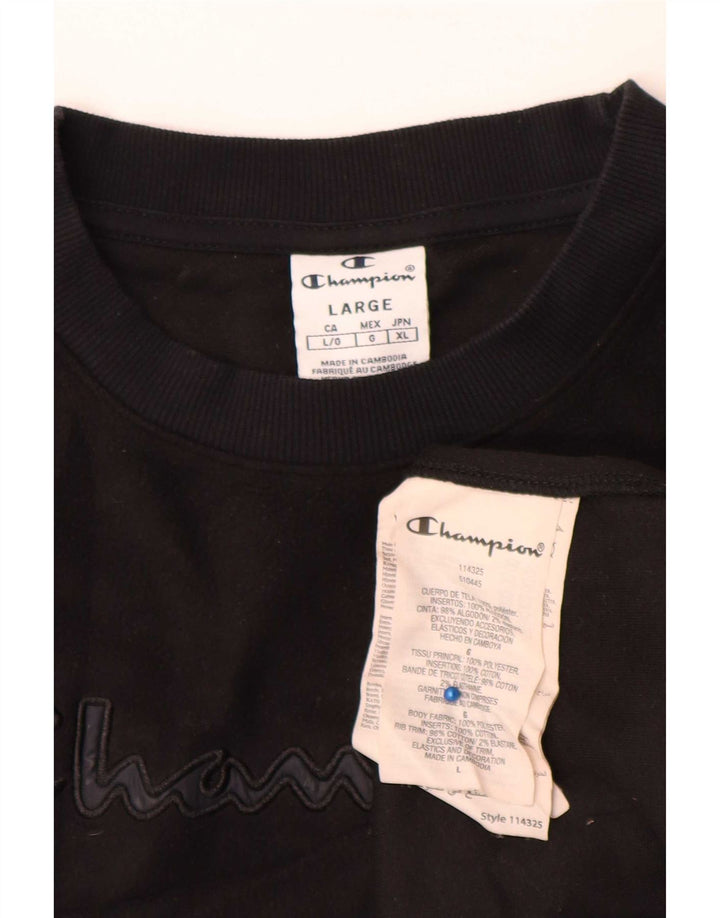 Champion Damen Crop Graphic Sweatshirt Pullover UK 16 Large Schwarz