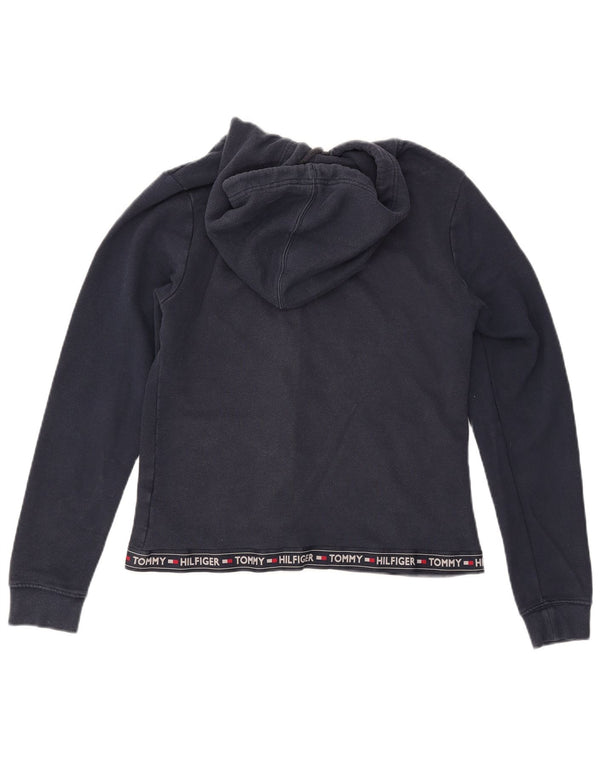 TOMMY HILFIGER Damen Graphic Zip Hoodie Pullover UK 12 Medium Marineblau