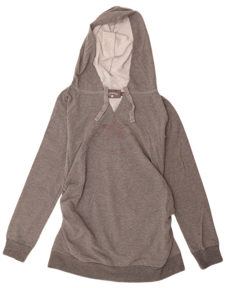CONVERSE Damen Graphic Hoodie Pullover UK 14 Große graue Baumwolle