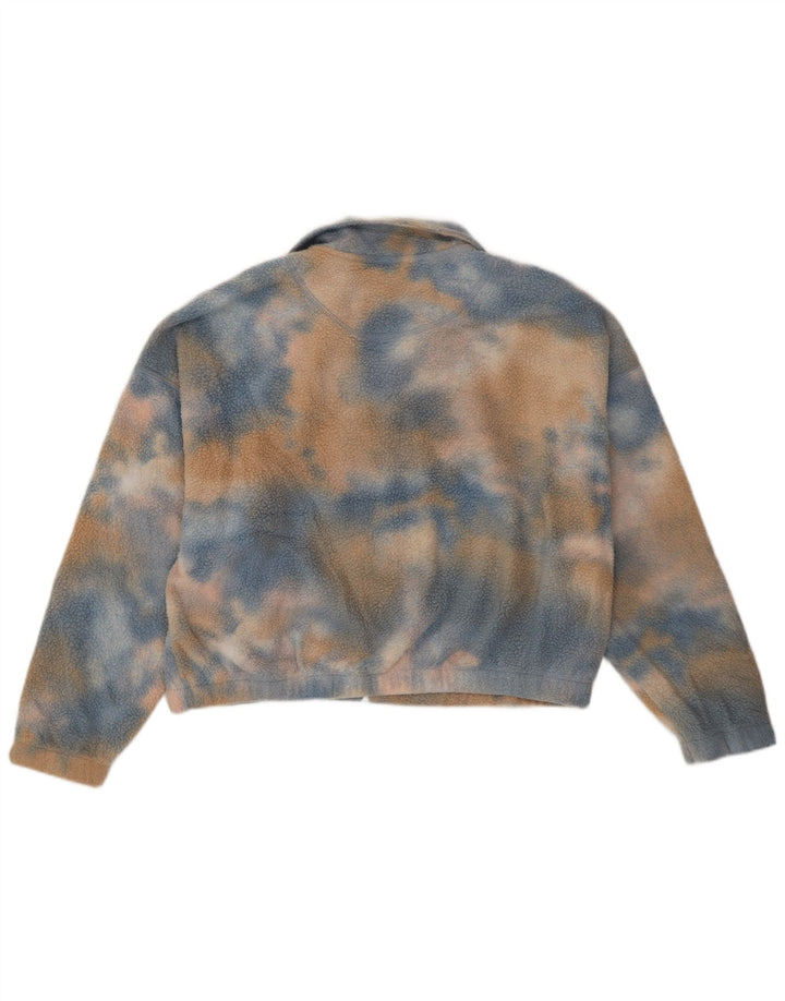 Quiksilver Womens Crop Oversized Fleecejacke UK 16 Large Blue Tie Dye