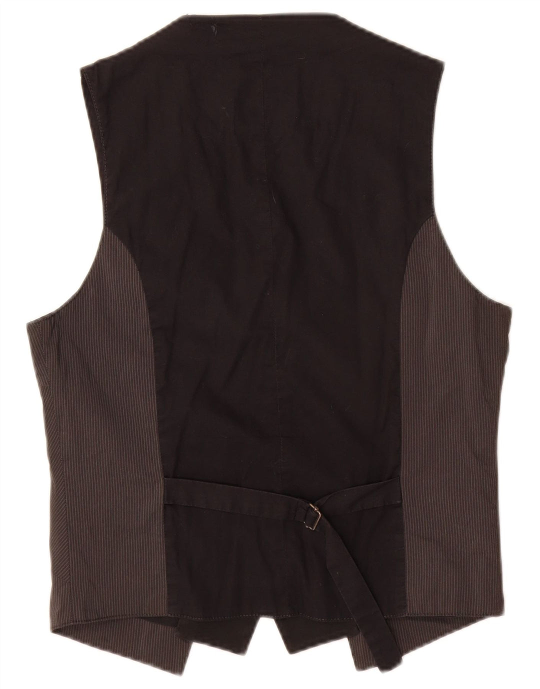 David Mayer Damen Weste UK 14 Mittelschwarze Nadelstreifen-Baumwolle