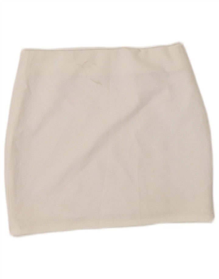 Zara Damen Minirock Small W26 Weiß Polyester