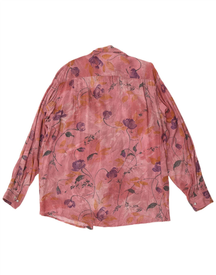 Casa Moda Herrenhemd XL Burgunderrot mit Blumenmuster