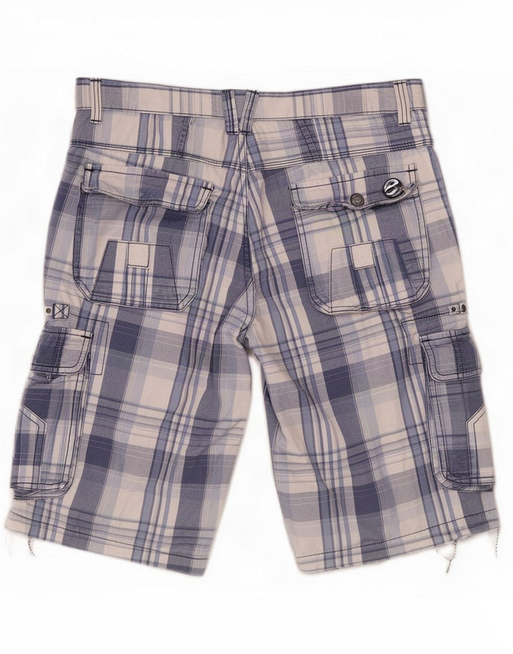 Vintage Mens Cargo Shorts Large W34 Blue Check