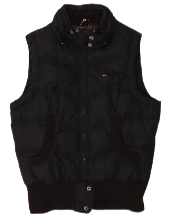 Tommy Hilfiger Damen Wattierte Weste UK 14 Large Schwarz Polyester