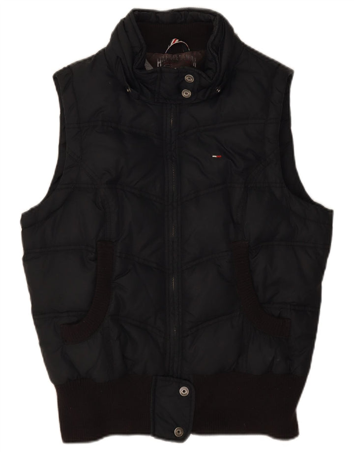 Tommy Hilfiger Damen Wattierte Weste UK 14 Large Schwarz Polyester