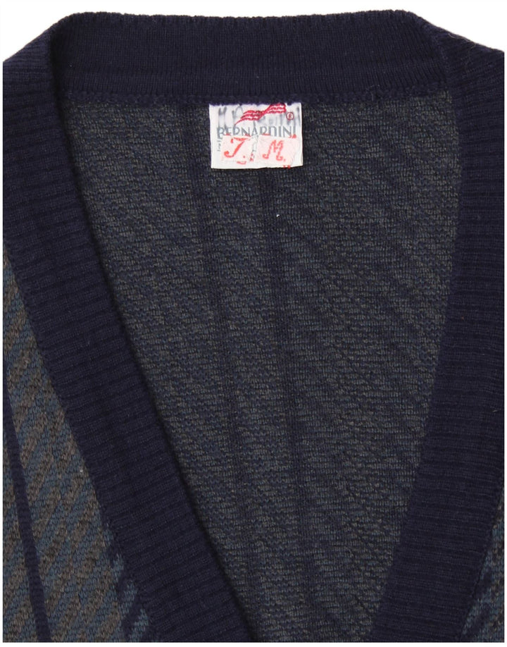 Bernardini Herren-Strickjacke, klein, marineblau, geometrisch