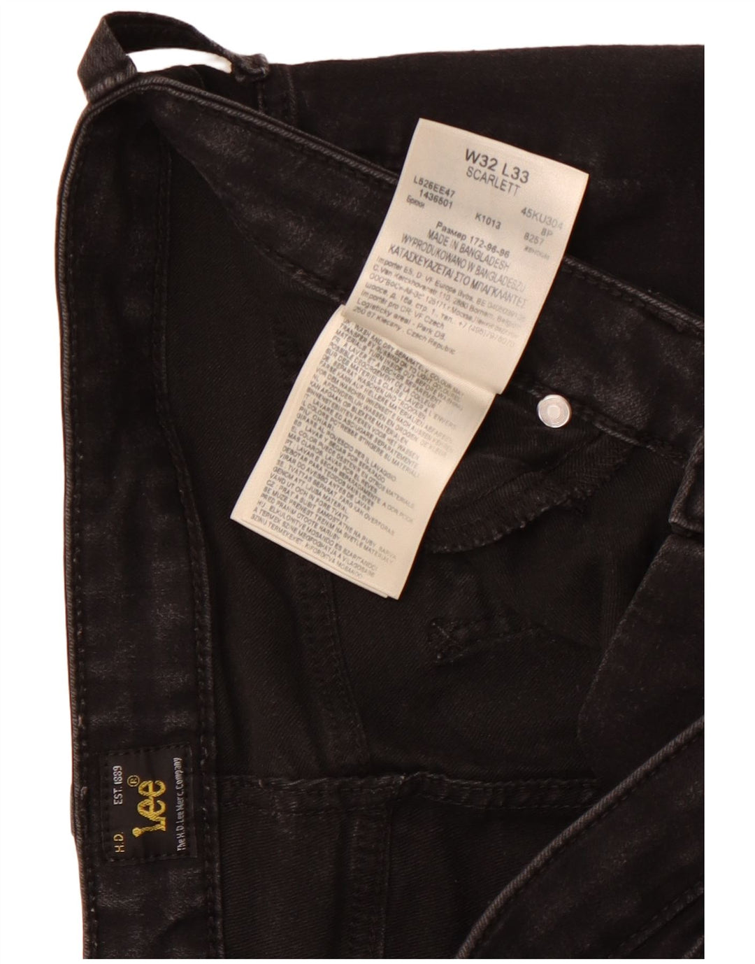 Lee Damen Scarlett Skinny Jeans W32 L29 Schwarze Baumwolle