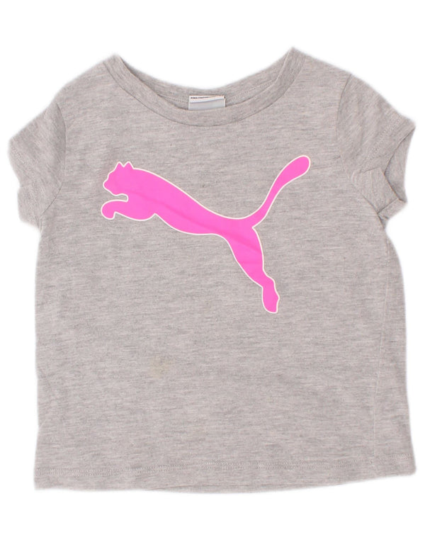Puma Baby-Mädchen Kurzarm-T-Shirt mit Grafik, 18–24 Monate, grau meliert