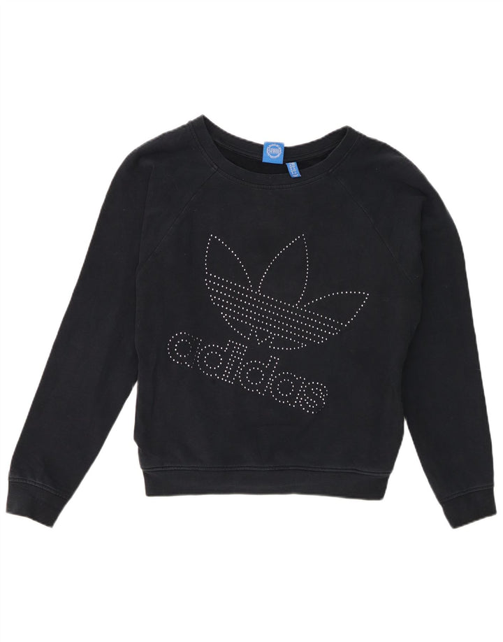 Adidas Damen Graphic Oversized Sweatshirt Pullover UK 10 Small Marineblau