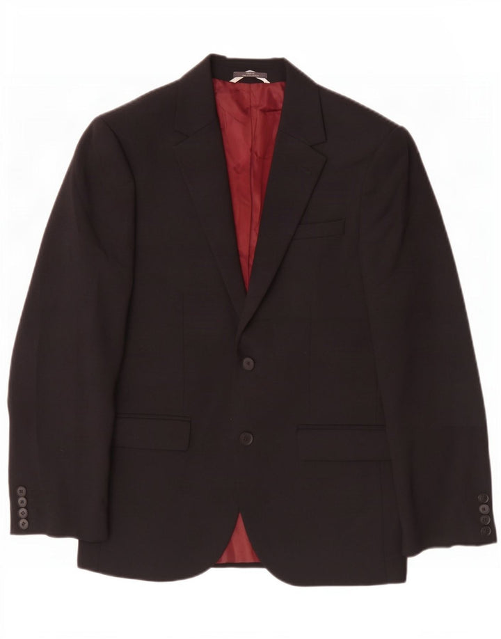 Marks & Spencer Herren-Slim-Blazer mit 2 Knöpfen, Gr. 36, Größe S, schwarze Wolle