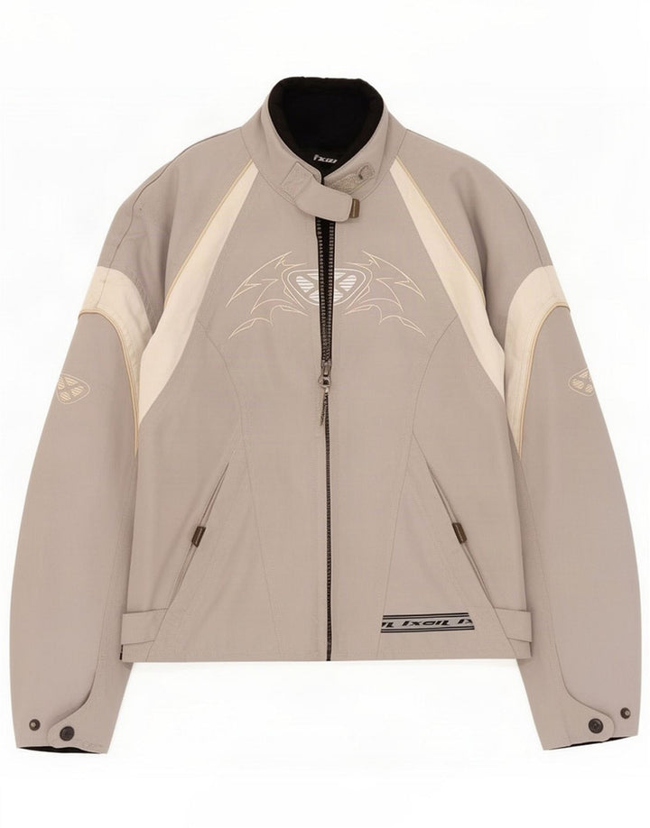 Ixon Womens Graphic Racer Jacket US 4 Small Grey Colourblock Polyester
