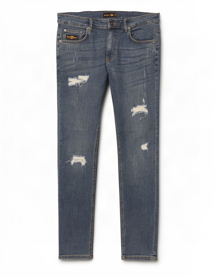 Bench Herren Distressed Slim Jeans W34 L32 Blaue Baumwolle