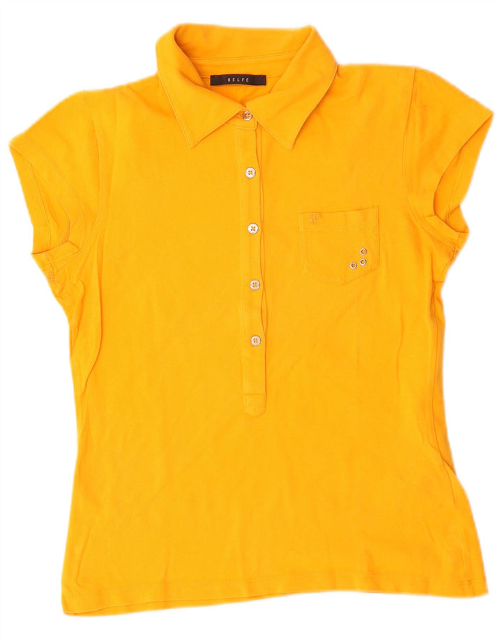 Belfe Damen Poloshirt UK 10 Small Gelb Baumwolle