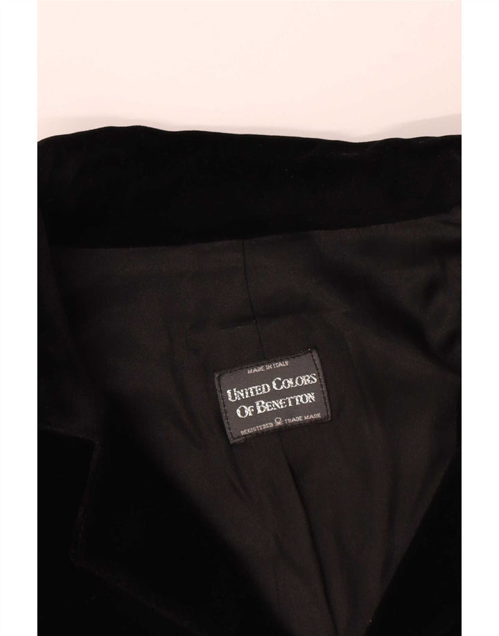 Benetton Damen 2-Knopf-Samt-Bolerojacke IT 48 XL Schwarz Modacryl