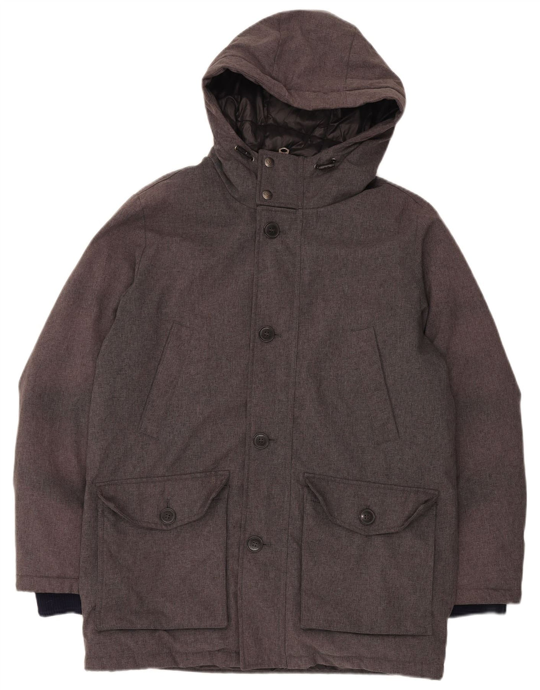 Dockers Wattierter Herrenmantel mit Kapuze, UK 38, Mittelgrau, Polyester