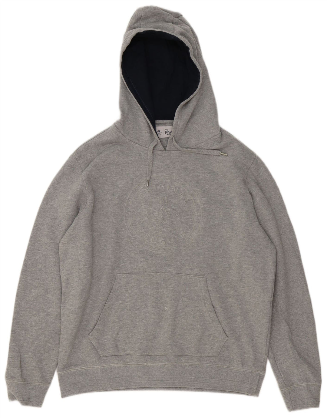 Penguin Herren-Kapuzenpullover mit Grafik, groß, aus grauer Baumwolle
