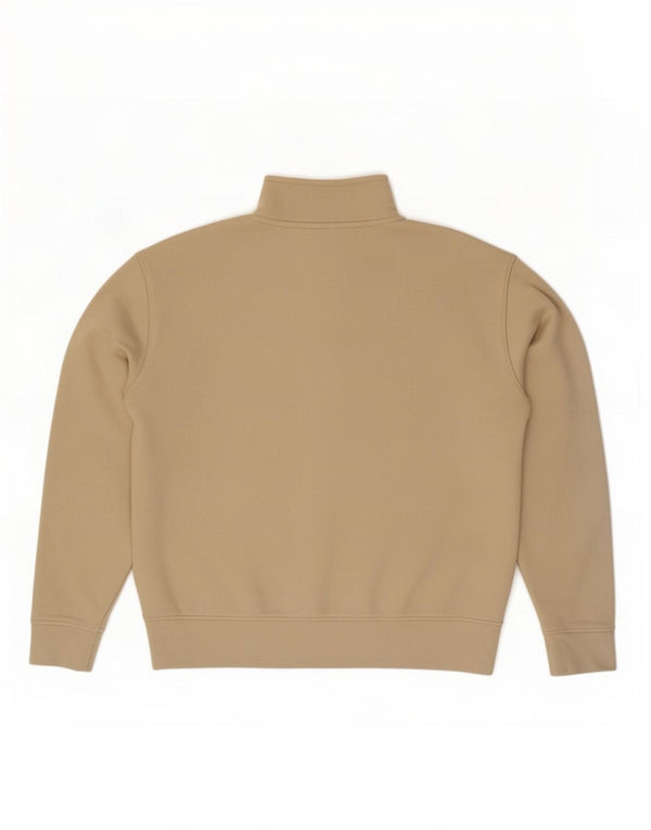 Zara Mens Zip Neck Sweatshirt Jumper Medium Beige Cotton