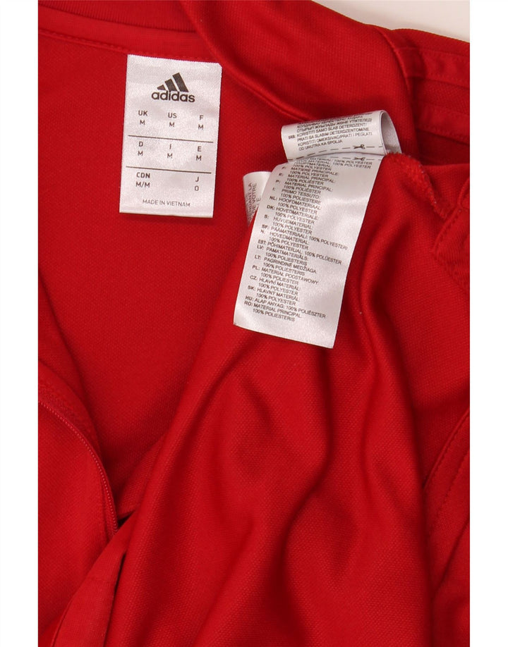Adidas Herren Graphic Zip Neck Pullover Trainingsanzug Top Mittelrotes Polyester