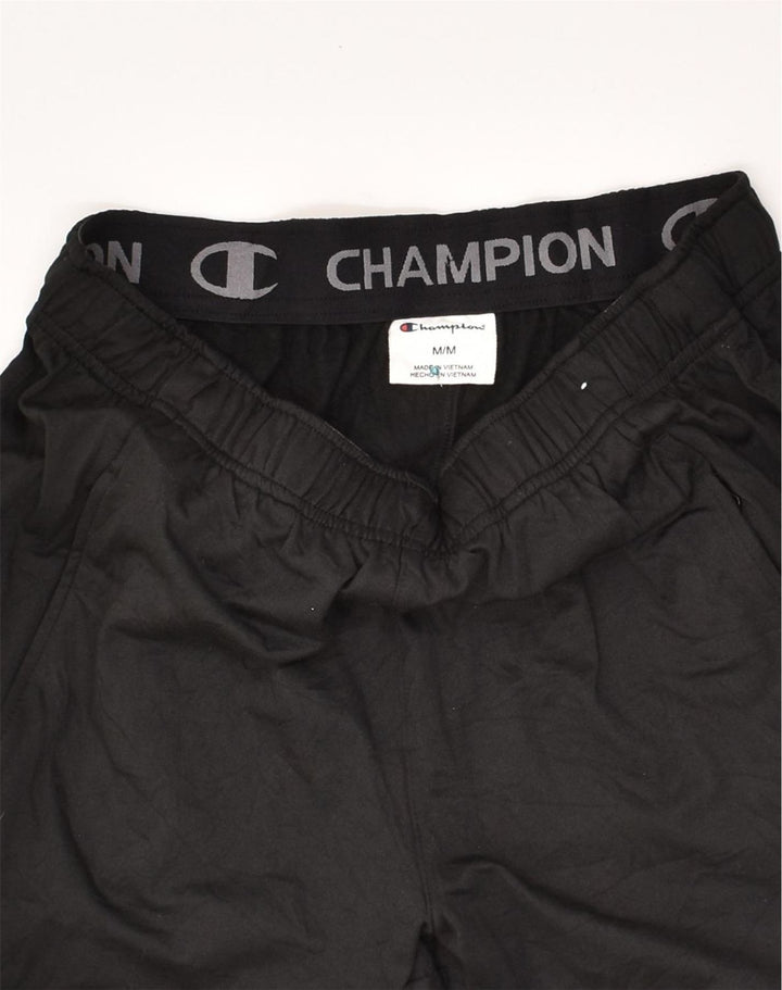 CHAMPION Mens Tracksuit Trousers Medium Black Polyester | Vintage Champion | Thrift | Second-Hand Champion | Used Clothing | Messina Hembry 