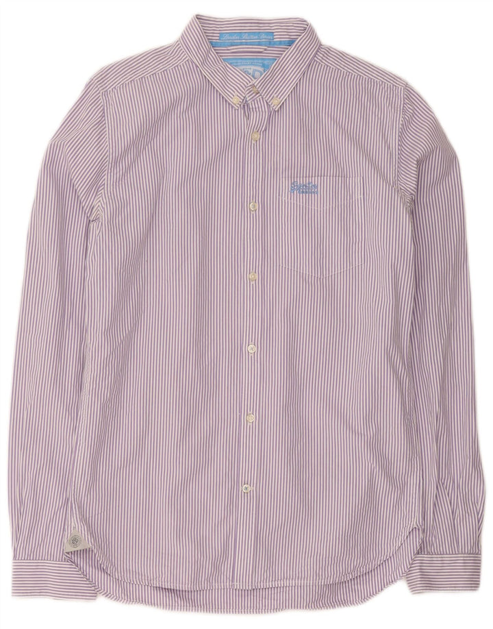 Superdry Herren-Hemd aus mittelvioletter Nadelstreifen-Baumwolle